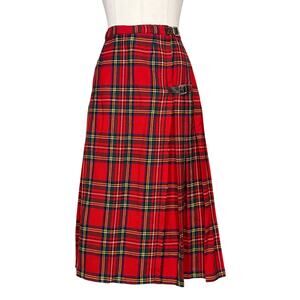 Vintage Porterhouse Regina Porter Red Tartan Plaid Wool Skirt Kilt // Waist 24”